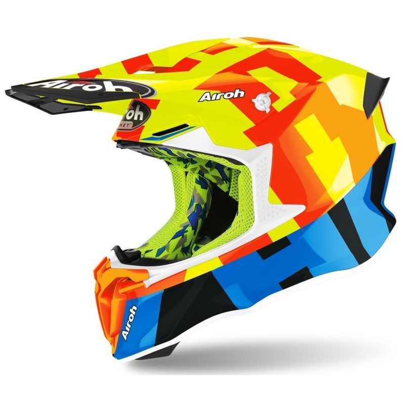 Motokrosová prilba Airoh Twist 2.0 Frame červeno-modro-fluorescenčno žltá