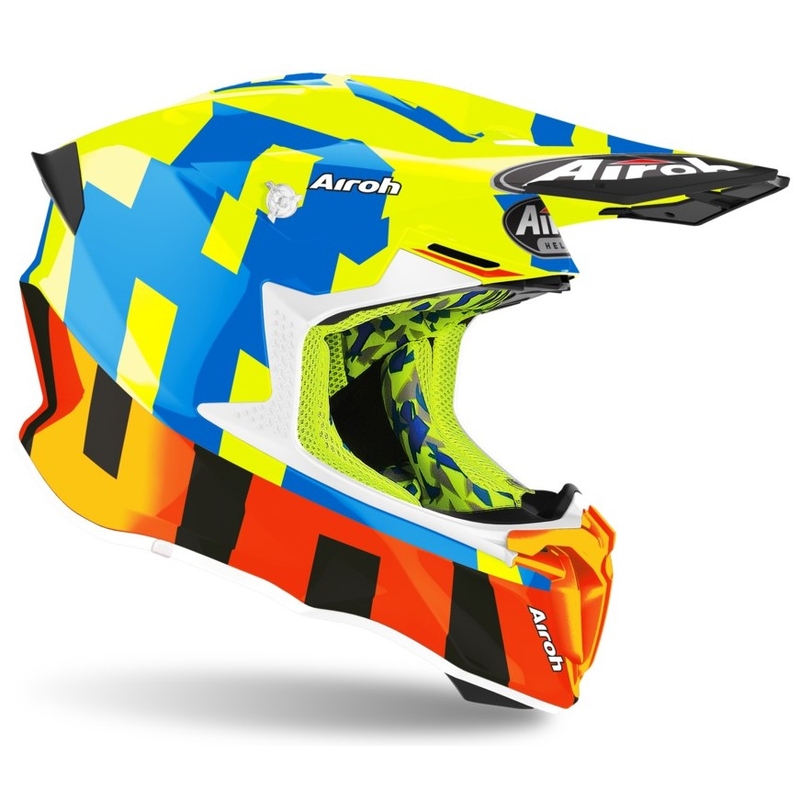 Motokrosová prilba Airoh Twist 2.0 Frame červeno-modro-fluorescenčno žltá