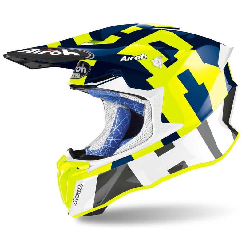 Motokrosová prilba Airoh Twist 2.0 Frame modro-bielo-fluorescenčno žltá