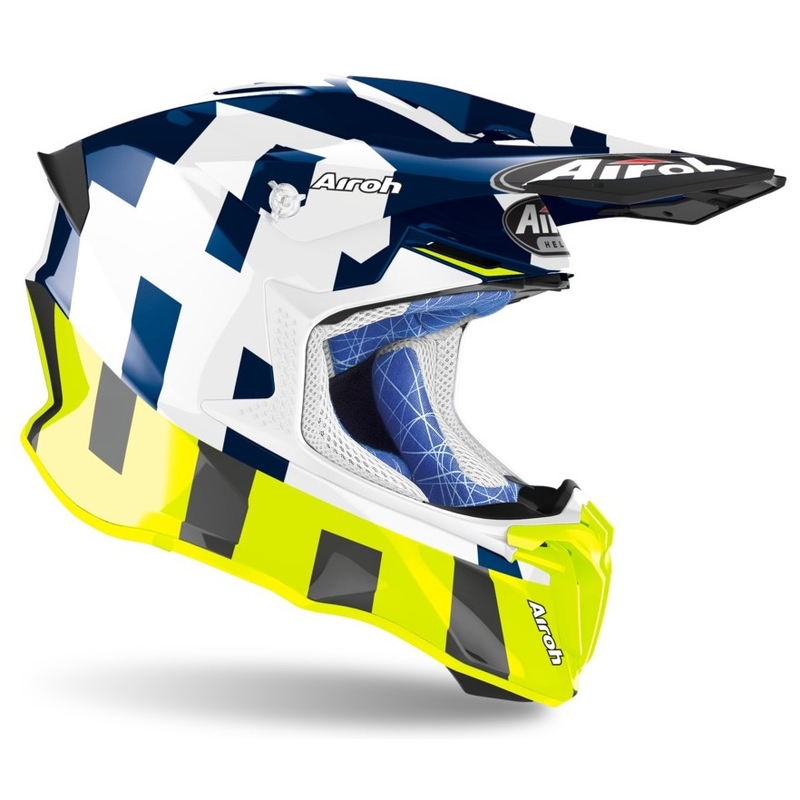 Motokrosová prilba Airoh Twist 2.0 Frame modro-bielo-fluorescenčno žltá