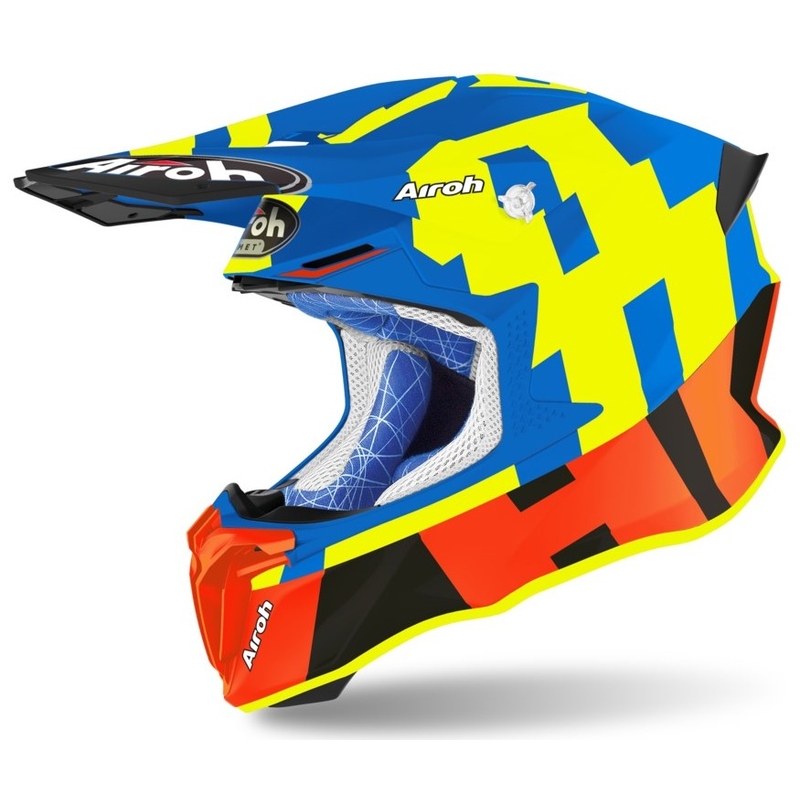Motokrosová prilba Airoh Twist 2.0 Frame modro-oranžovo-fluorescenčno žltá