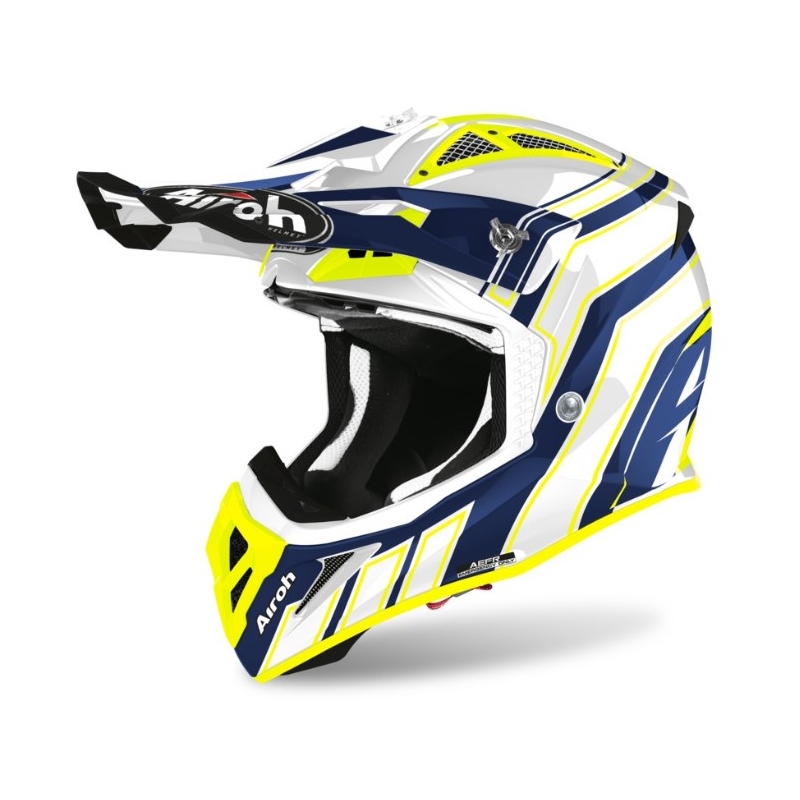 Motokrosová prilba Airoh Aviator Ace Art modro-bielo-fluorescenčno žltá 2021