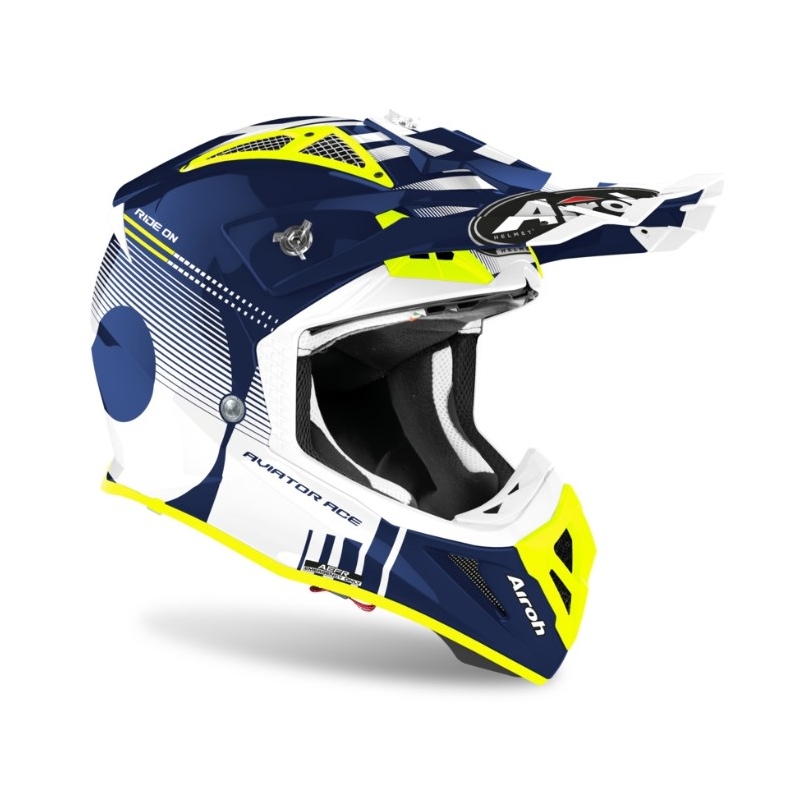 Motokrosová prilba Airoh Aviator Ace Nemesi bielo-modro-fluorescenčno žltá