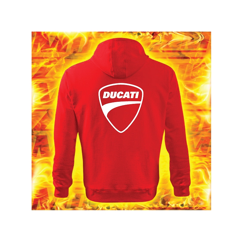 Mikina s motívom Ducati 2 červená s kapucňou vypredaj výpredaj