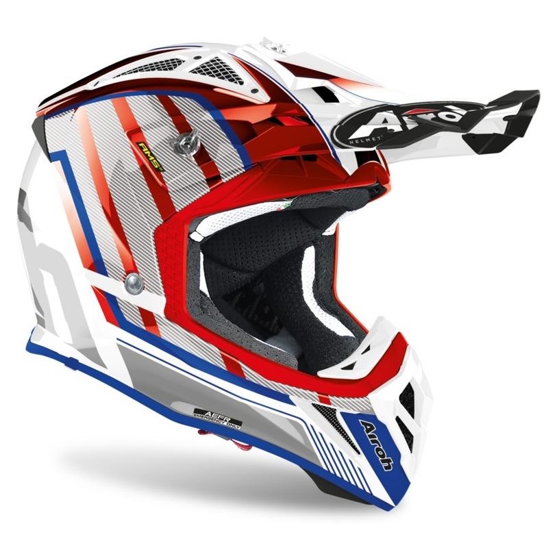 Motokrosová prilba Airoh Aviator Glow 2.3 AMS2 červeno-modro-šedá