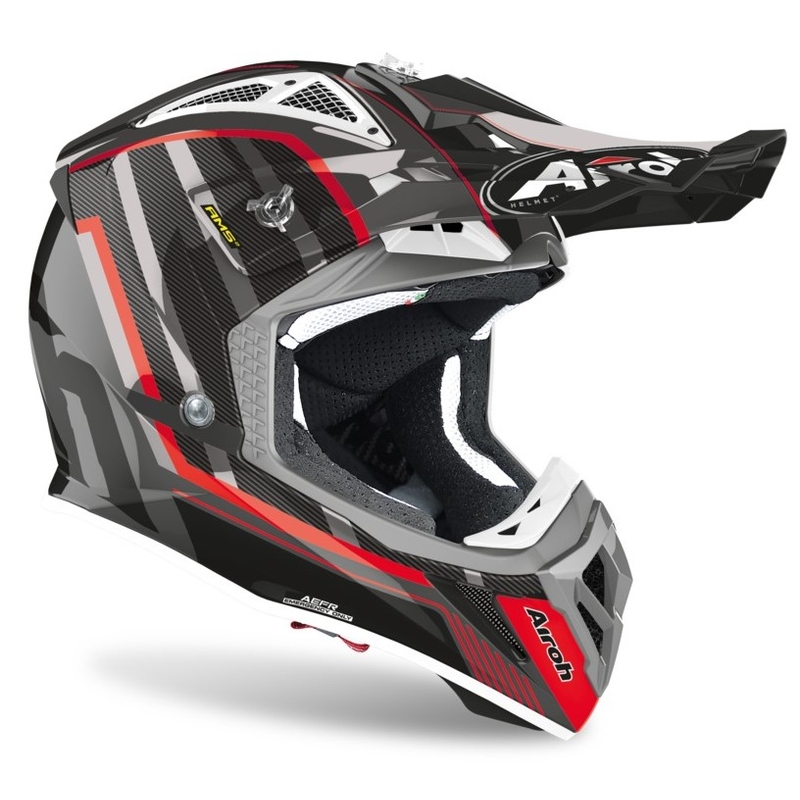 Motokrosová prilba Airoh Aviator Glow 2.3 AMS2 strieborno-čierno-červená