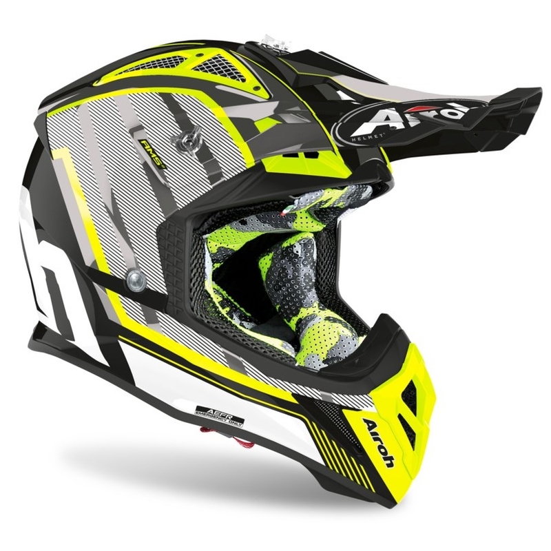 Motokrosová prilba Airoh Aviator Glow 2.3 AMS2 žlto-čierno-šedá