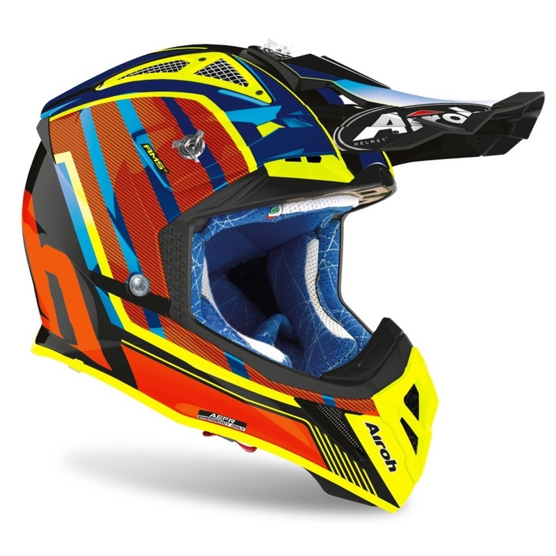 Motokrosová prilba Airoh Aviator Glow 2.3 AMS2 žlto-červeno-oranžová