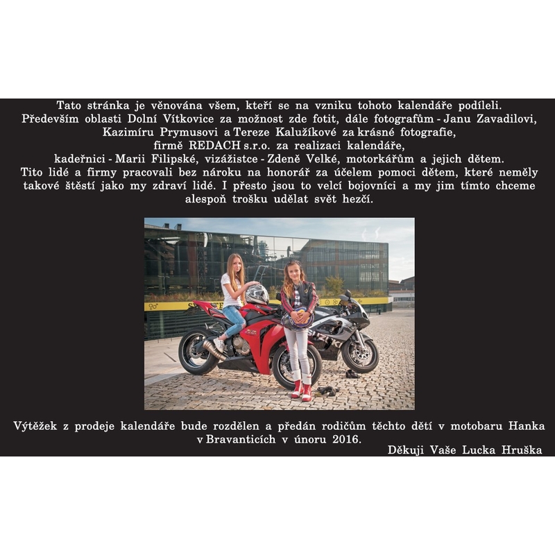 Charitatívný kalendár Motorkári DEŤOM 2016