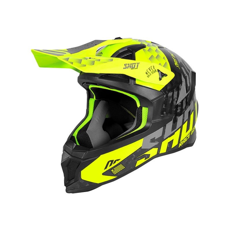 Motokrosová prilba Shot Lite Rush Carbon čierno-šedo-fluorescenčno žltá