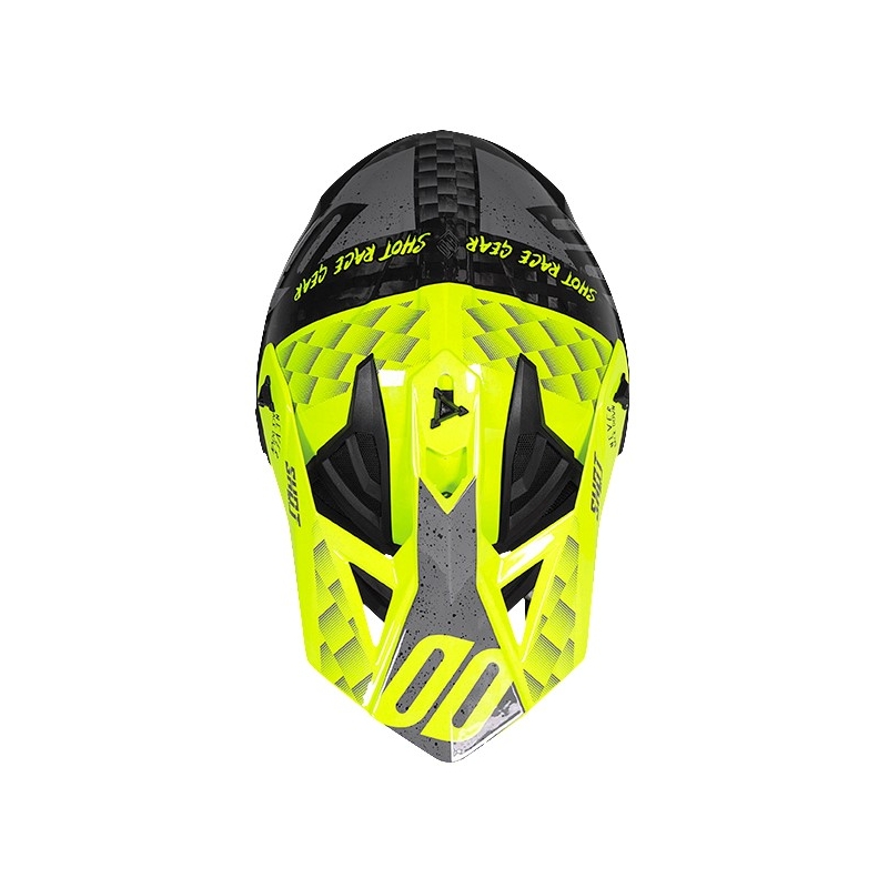 Motokrosová prilba Shot Lite Rush Carbon čierno-šedo-fluorescenčno žltá