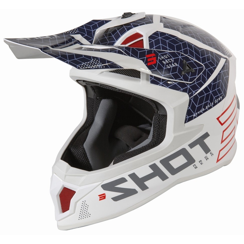 Motokrosová prilba Shot Lite Core bielo-modro-červená