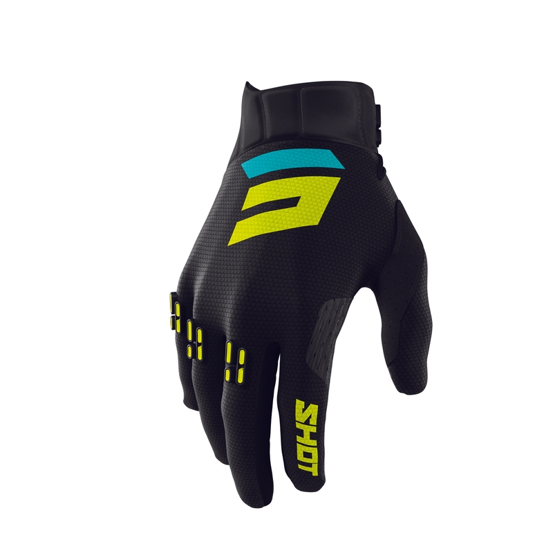 Motocrossové rukavice Shot Aerolite Airflow čierno-žlto-zelené
