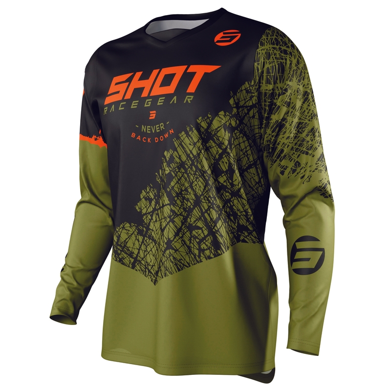 Motokrosový dres Shot Devo Storm čierno-khaki zelený