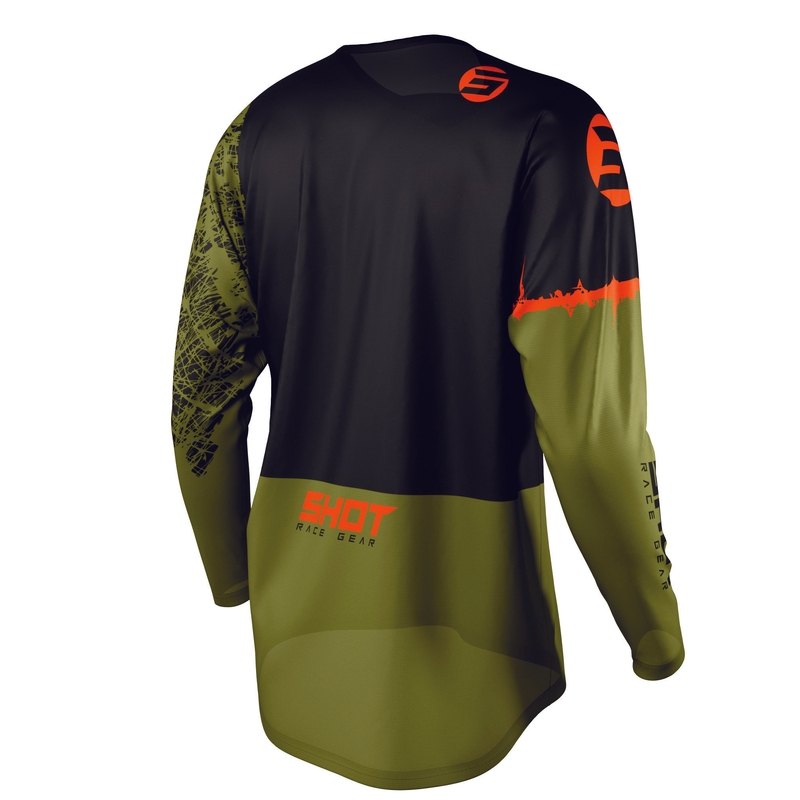 Motokrosový dres Shot Devo Storm čierno-khaki zelený