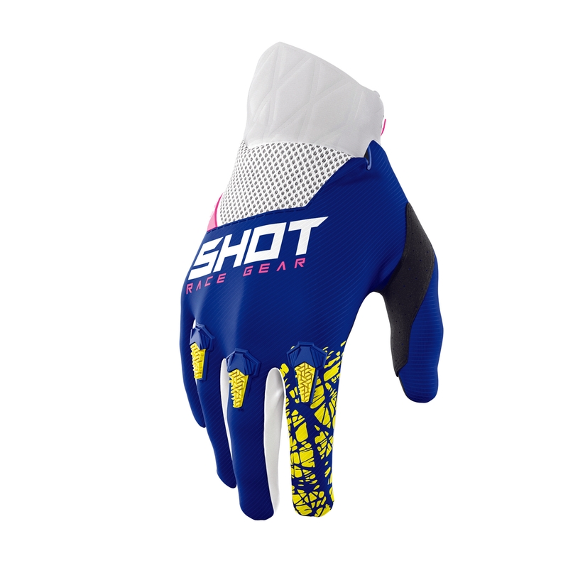 Motocrossové rukavice Shot Devo Storm modro-žlto-bielo-ružové výpredaj