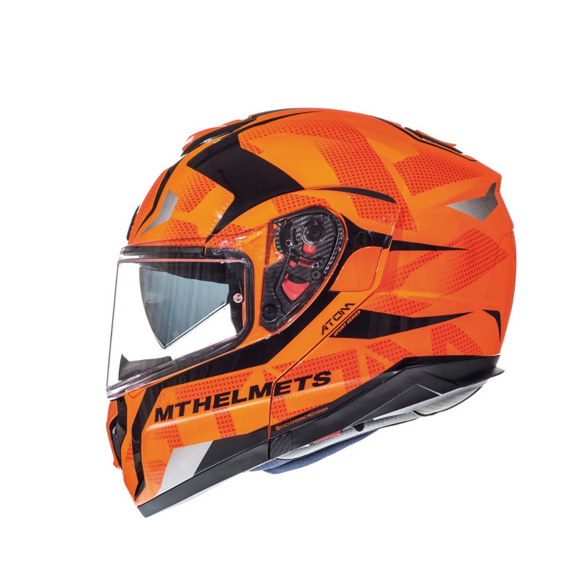 Odklápacia prilba na motocykel MT Atom Divergencia fluorescenčno-oranžová výpredaj