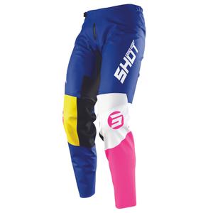 Detské motokrosové nohavice Shot Devo Storm modro-žlto-bielo-ružové výpredaj