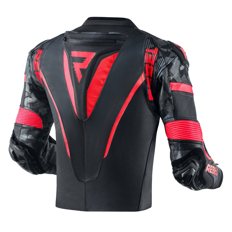 Bunda na motocykel Rebelhorn Rebel čierno-fluo červená výpredaj