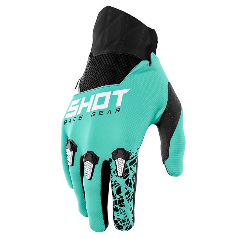 Motocrossové rukavice Shot Devo Storm čierno-tyrkysové výpredaj