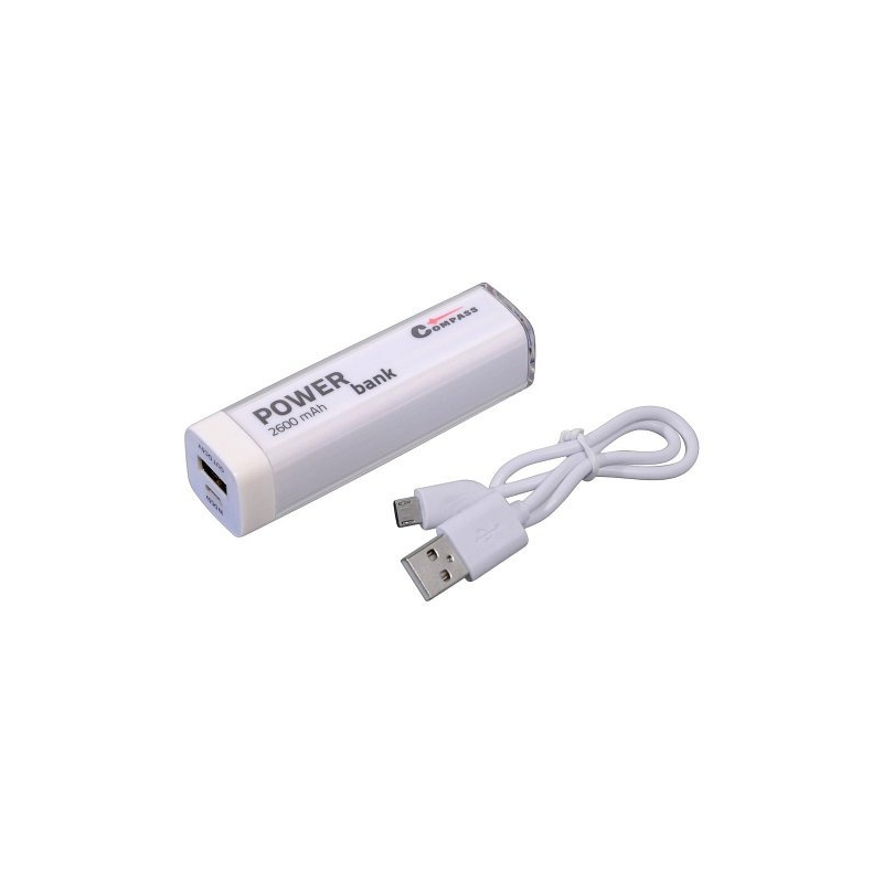 POWER BANK 2600mm biely + 30 cm kábel