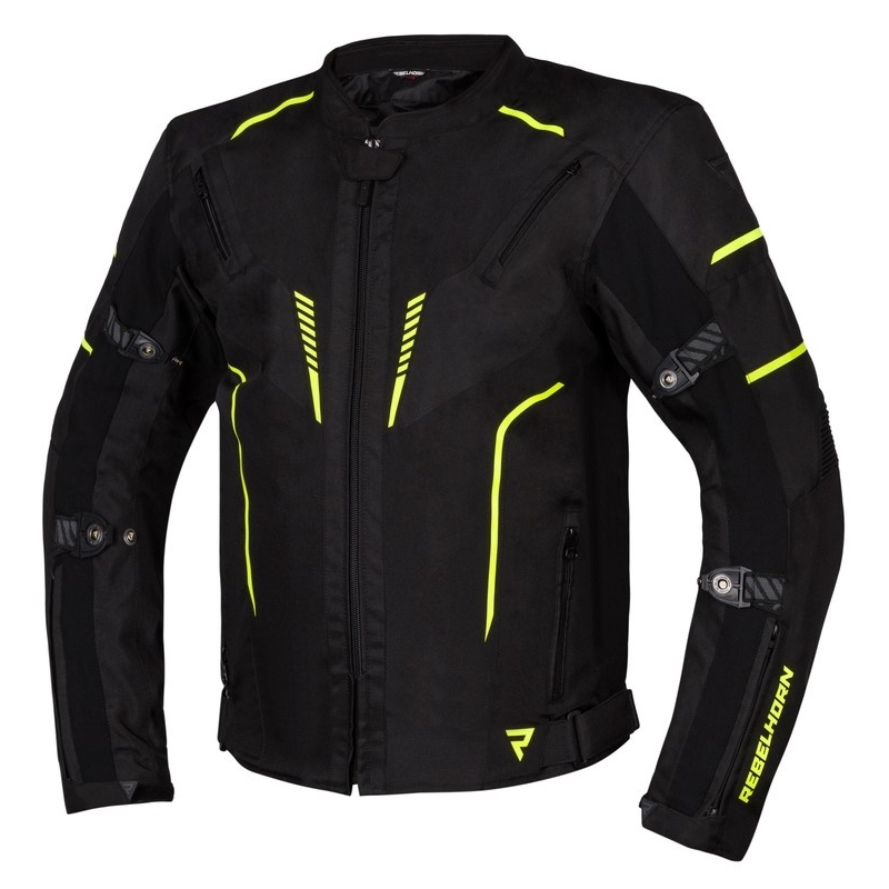 Bunda na motocykel Rebelhorn Blast čierno-fluo žltá výpredaj