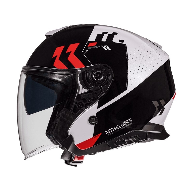 Otvorená prilba na motocykel MT Thunder 3 SV Venus čierno-bielo-červená - II. akosť