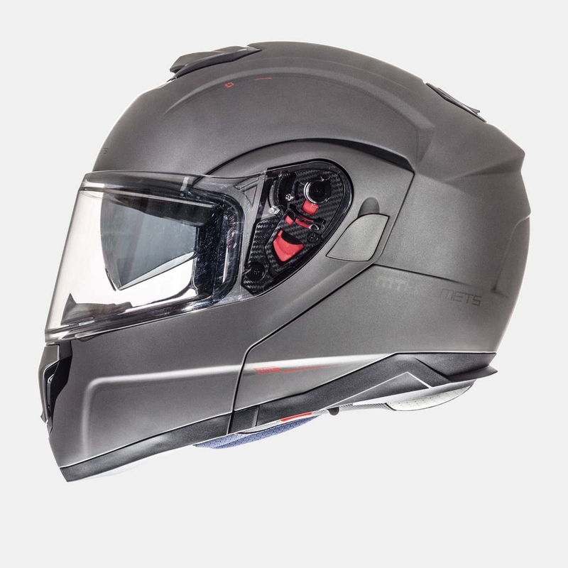 Odklápacia prilba na motocykel MT Atom titánová - II. akosť