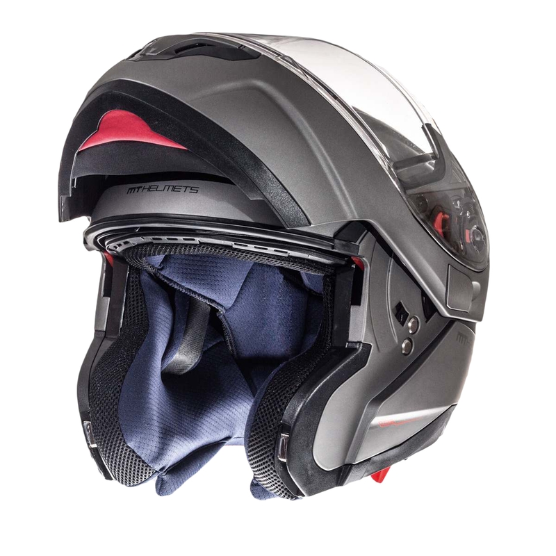 Odklápacia prilba na motocykel MT Atom titánová - II. akosť
