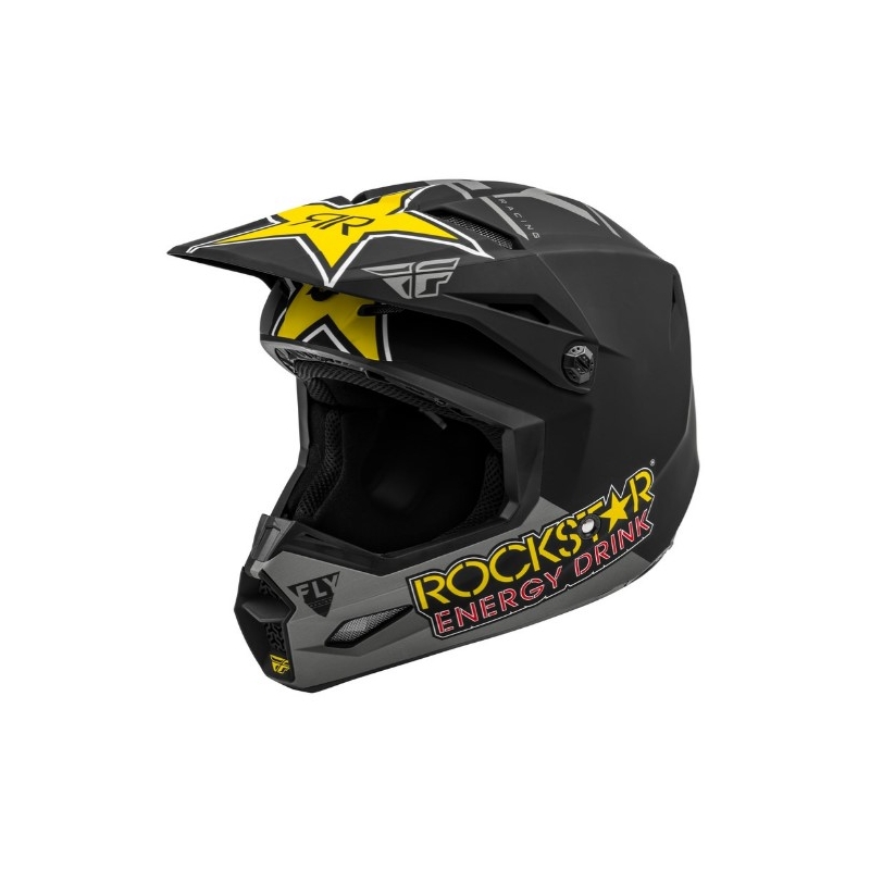 Motokrosová prilba FLY Racing Kinetic Rockstar šedo-čierno-žltá