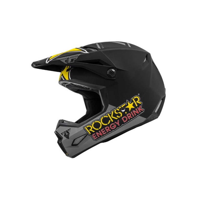 Motokrosová prilba FLY Racing Kinetic Rockstar šedo-čierno-žltá