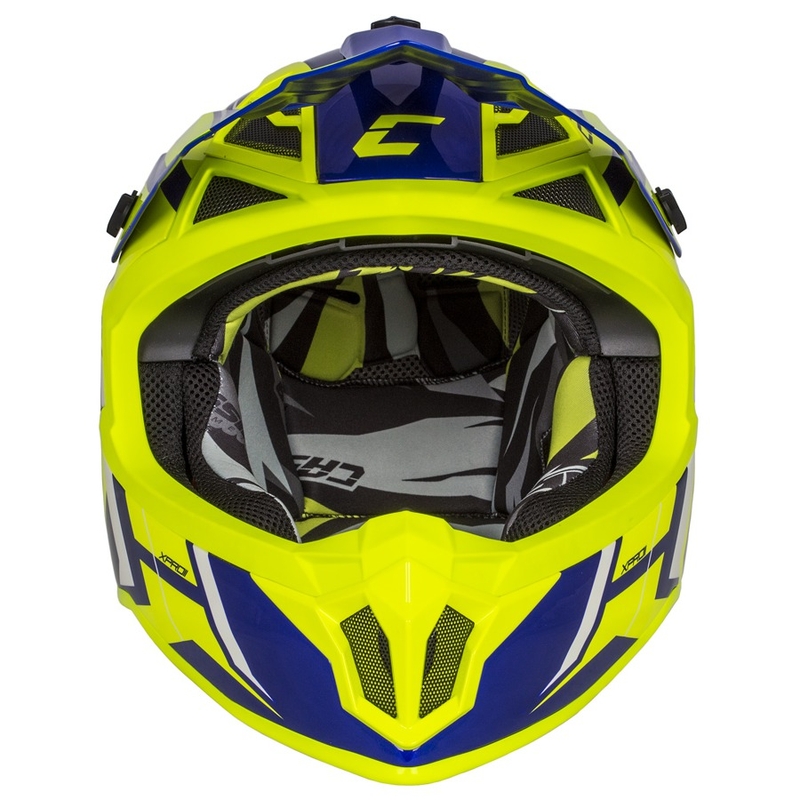 Motokrosová prilba Cassida Cross Pro II Contra fluorescenčno žlto-modro-biela