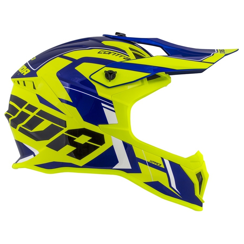 Motokrosová prilba Cassida Cross Pro II Contra fluorescenčno žlto-modro-biela