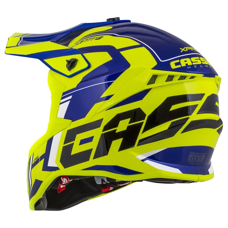Motokrosová prilba Cassida Cross Pro II Contra fluorescenčno žlto-modro-biela