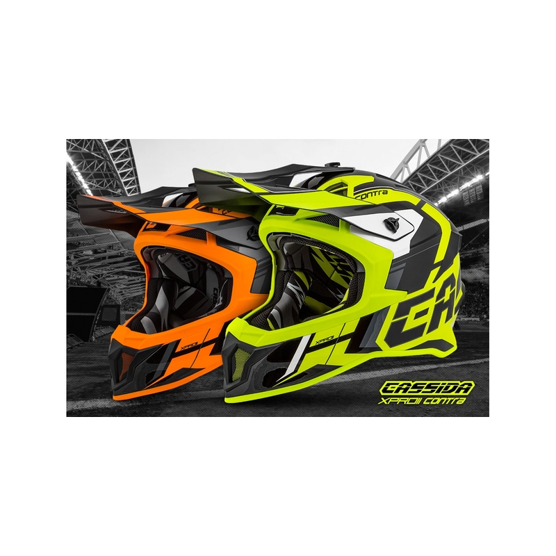 Motokrosová prilba Cassida Cross Pro II Contra fluorescenčno žlto-šedo-čierna