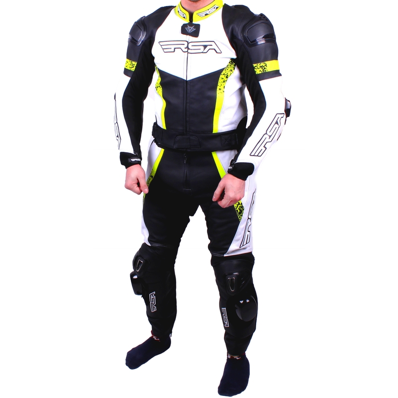 Pánská kombinéza na motocykel RSA Race Glass čierno-bielo-fluo žltá výpredaj