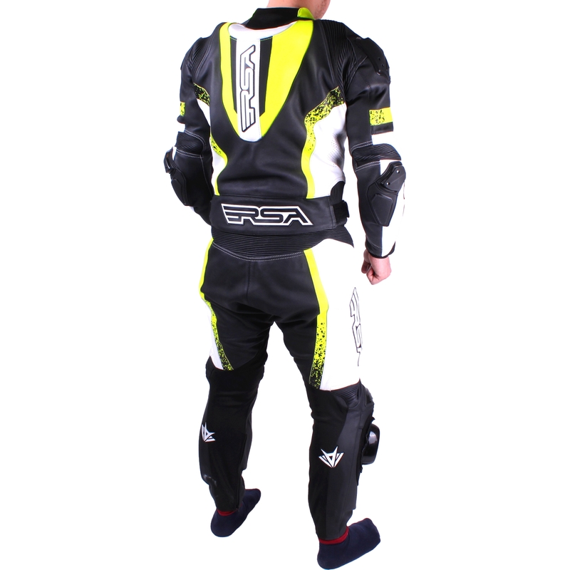 Pánská kombinéza na motocykel RSA Race Glass čierno-bielo-fluo žltá výpredaj