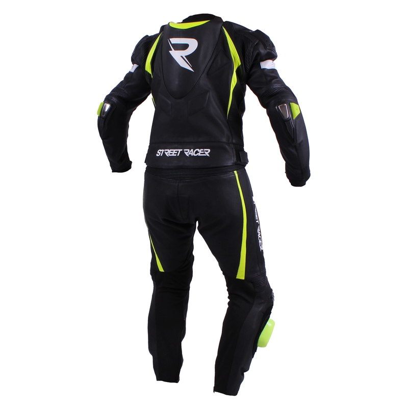 Pánska kombinéza na motocykel Street Racer Line čierno-bielo-fluo žltá výpredaj