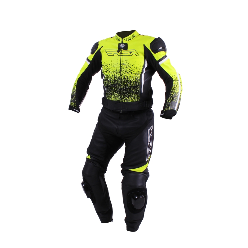 Pánská kombinéza na motocykel RSA Fluo Glass čierno-fluo žltá výpredaj