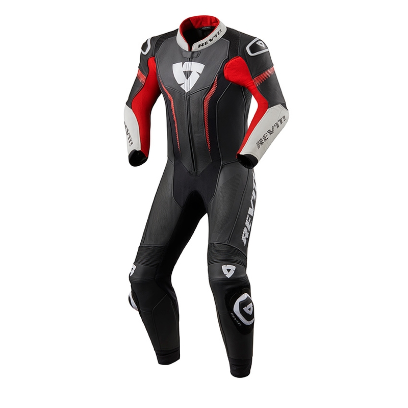 Jednodielna kombinéza na motocykel Revit Argon čierno-neónovo červená výpredaj