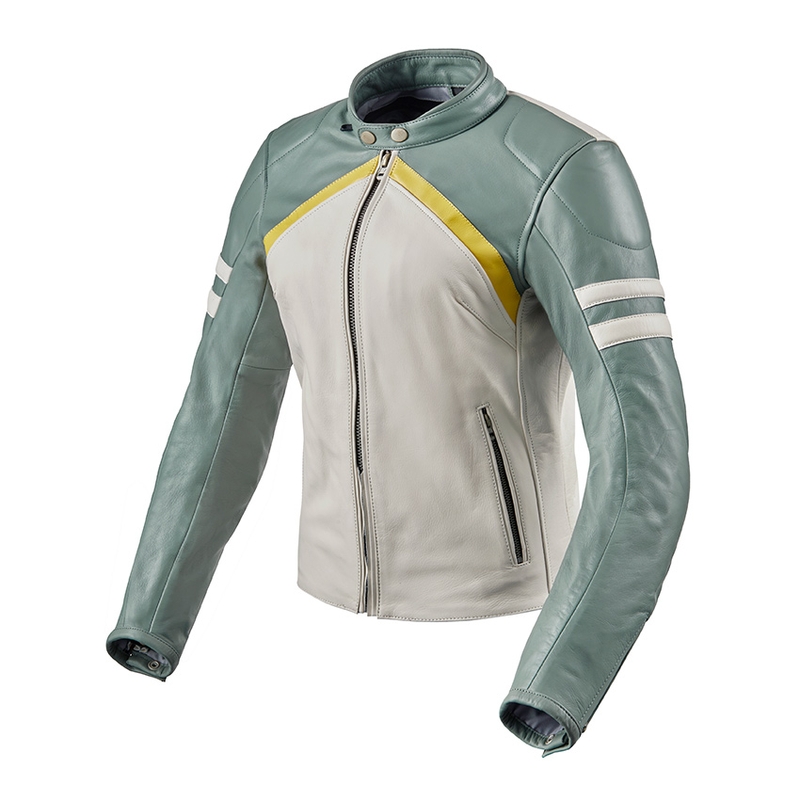 Dámska bunda na motocykel Revit Meridian bielo-zelená výpredaj