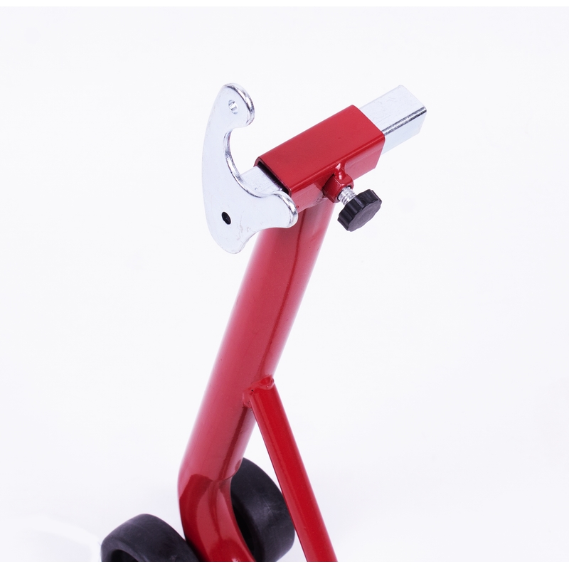 Zadný moto stojan s vidlicami pre rolny R-TECH červený - II. akosť