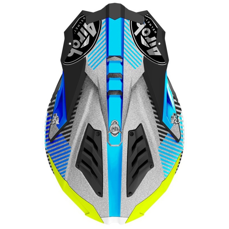 Motokrosová prilba Airoh Aviator 3.0 Wave 2022 bielo-modro-fluorescenčno žltá výpredaj