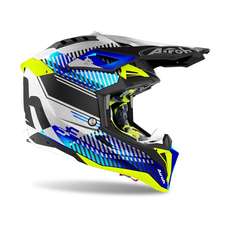 Motokrosová prilba Airoh Aviator 3.0 Wave 2022 bielo-modro-fluorescenčno žltá výpredaj