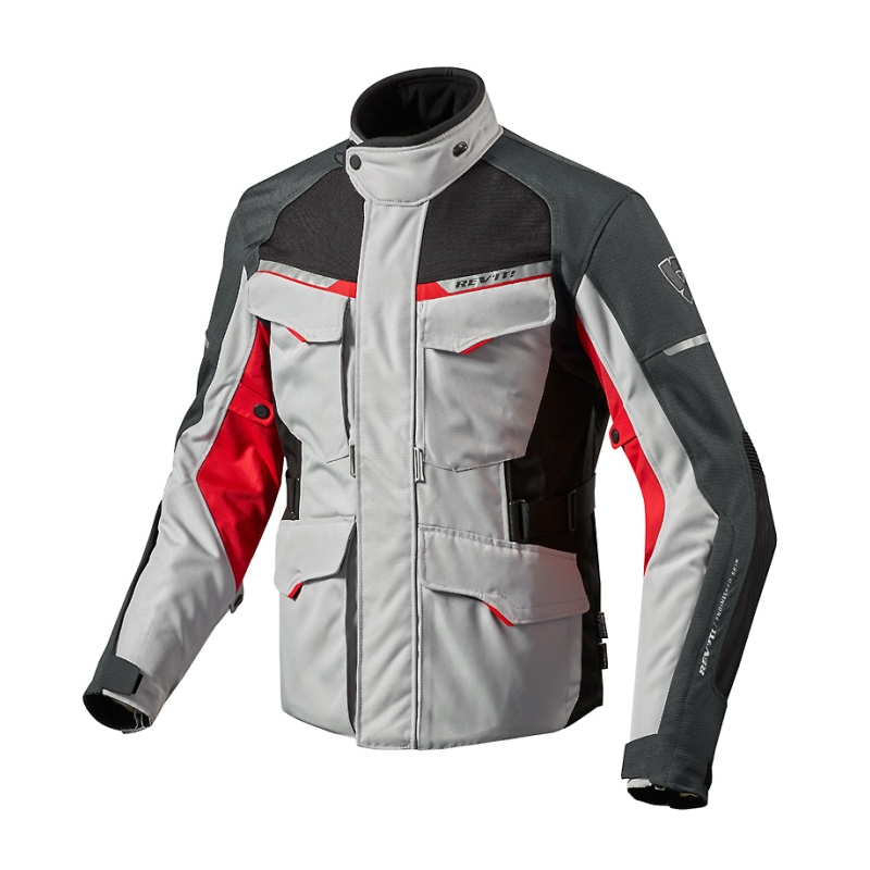 Moto bunda Revit Outback 2 strieborno-červená výpredaj