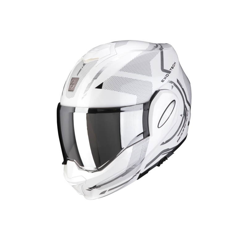 Preklápacia prilba Scorpion EXO-TECH Square bielo-strieborná