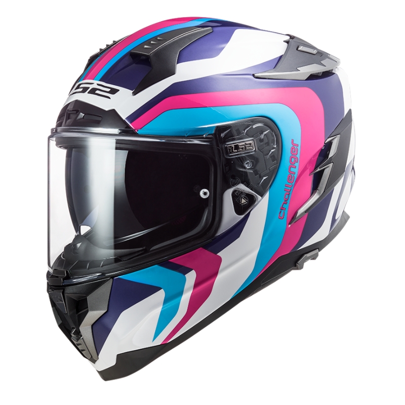 Integrálna prilba na motocykel LS2 FF327 Challenger Galactic bielo-modro-ružová výpredaj