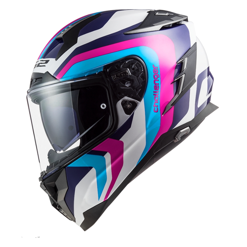 Integrálna prilba na motocykel LS2 FF327 Challenger Galactic bielo-modro-ružová výpredaj