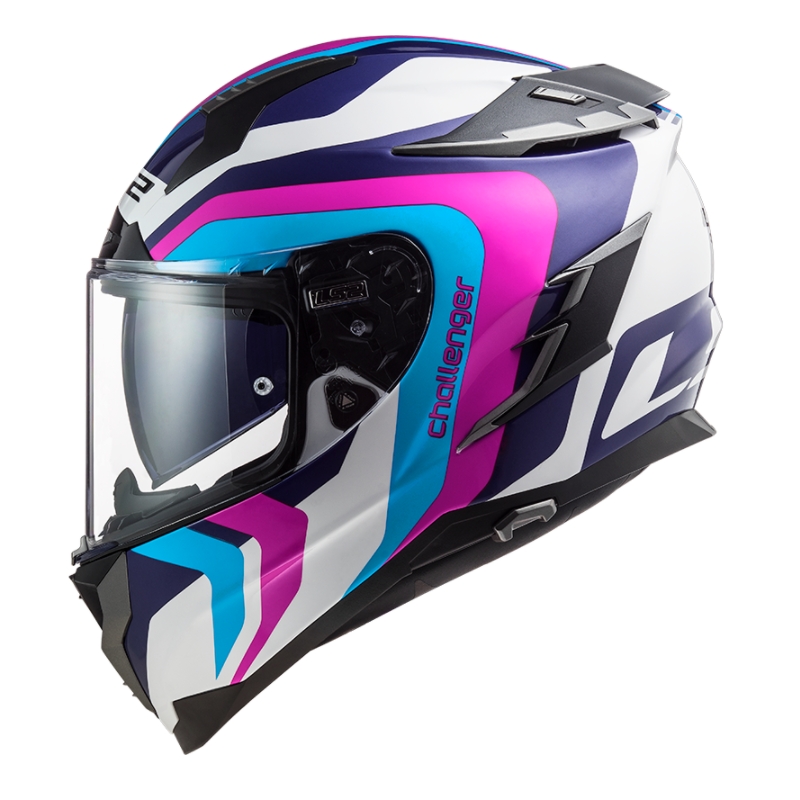 Integrálna prilba na motocykel LS2 FF327 Challenger Galactic bielo-modro-ružová výpredaj