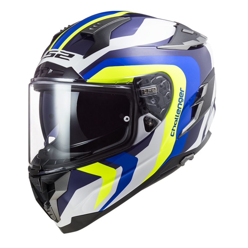 Integrálna prilba na motocykel LS2 FF327 Challenger Galactic modro-bielo-fluorescenčno žltá výpredaj